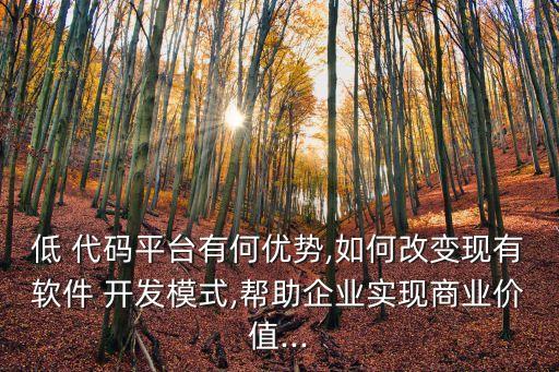 低 代码平台有何优势,如何改变现有软件 开发模式,帮助企业实现商业价值...