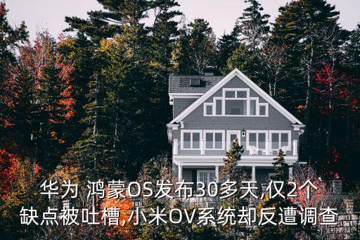 华为 鸿蒙OS发布30多天,仅2个缺点被吐槽,小米OV系统却反遭调查