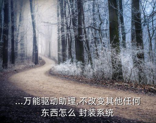 ...万能驱动助理,不改变其他任何东西怎么 封装系统