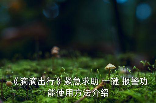 《滴滴出行》紧急求助 一键 报警功能使用方法介绍