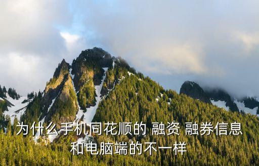 为什么手机同花顺的 融资 融券信息和电脑端的不一样