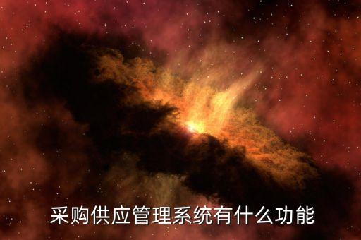  采购供应管理系统有什么功能