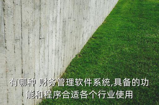 有哪种 财务管理软件系统,具备的功能和程序合适各个行业使用