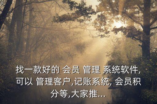找一款好的 会员 管理 系统软件,可以 管理客户,记账系统, 会员积分等,大家推...