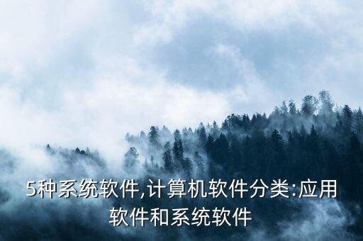 写出5种系统软件,计算机软件分类:应用软件和系统软件
