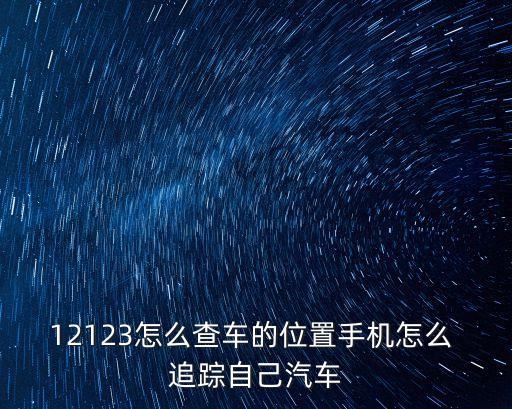 12123怎么查车的位置手机怎么 追踪自己汽车