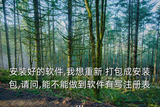 安装好的软件,我想重新 打包成安装包,请问,能不能做到软件有写注册表...