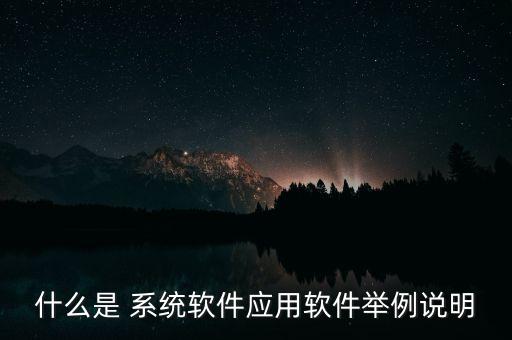 什么是 系统软件应用软件举例说明