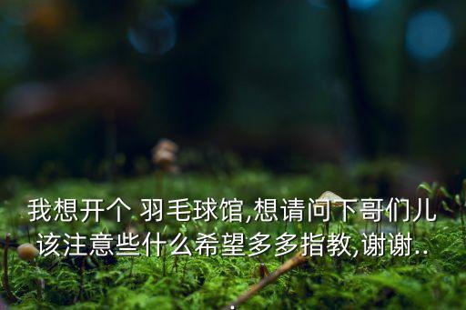 我想开个 羽毛球馆,想请问下哥们儿该注意些什么希望多多指教,谢谢...