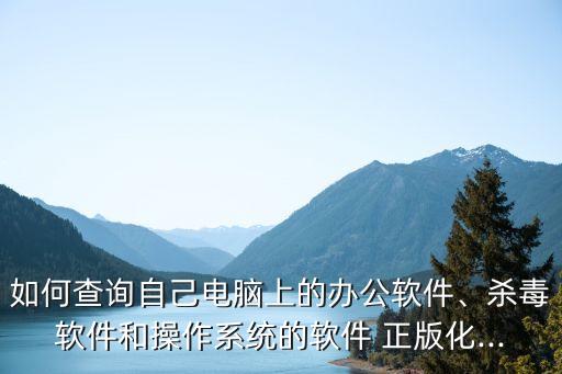 如何查询自己电脑上的办公软件、杀毒软件和操作系统的软件 正版化...