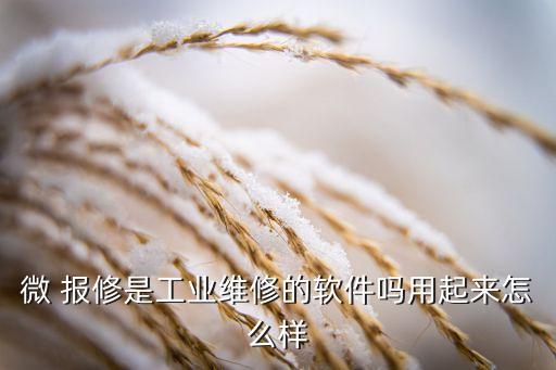 微 报修是工业维修的软件吗用起来怎么样