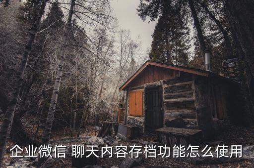 企业微信 聊天内容存档功能怎么使用
