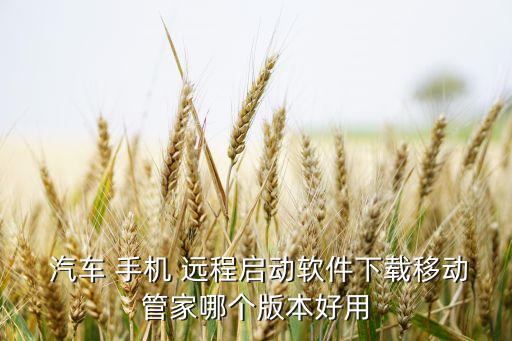  汽车 手机 远程启动软件下载移动管家哪个版本好用