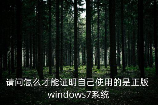 请问怎么才能证明自己使用的是正版 windows7系统