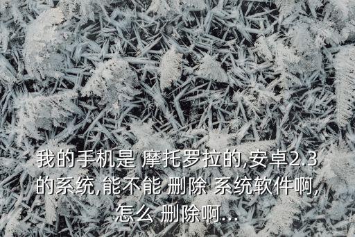 我的手机是 摩托罗拉的,安卓2.3的系统,能不能 删除 系统软件啊,怎么 删除啊...