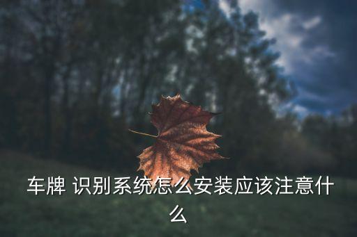  车牌 识别系统怎么安装应该注意什么