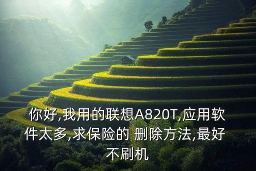 你好,我用的联想A820T,应用软件太多,求保险的 删除方法,最好 不刷机