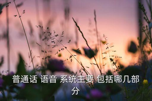 普通话 语音 系统主要 包括哪几部分