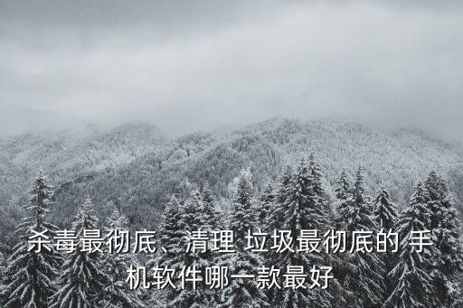 杀毒最彻底、清理 垃圾最彻底的 手机软件哪一款最好