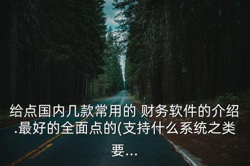 给点国内几款常用的 财务软件的介绍.最好的全面点的(支持什么系统之类要...