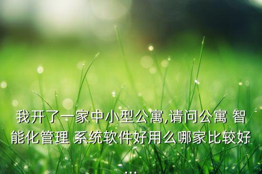 我开了一家中小型公寓,请问公寓 智能化管理 系统软件好用么哪家比较好...