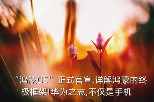 “鸿蒙OS”正式官宣,详解鸿蒙的终极框架!华为之志,不仅是手机