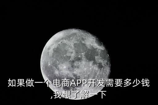 如果做一个电商APP开发需要多少钱,我想了解一下