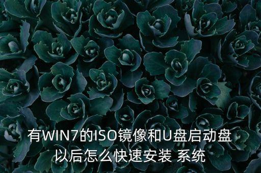 有WIN7的ISO镜像和U盘启动盘以后怎么快速安装 系统