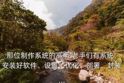 那位制作系统的高手 老手们有系统、安装好软件、设置、优化、部署、封装...