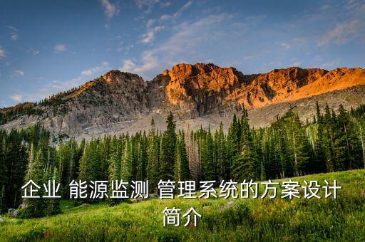 企业 能源监测 管理系统的方案设计简介