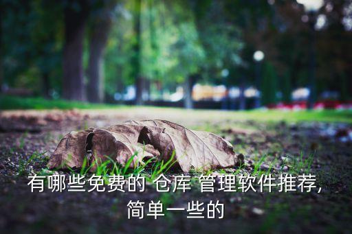 有哪些免费的 仓库 管理软件推荐,简单一些的