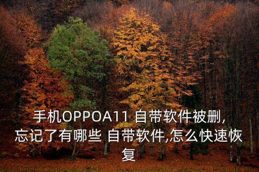 手机OPPOA11 自带软件被删,忘记了有哪些 自带软件,怎么快速恢复