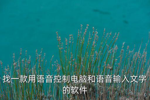 找一款用语音控制电脑和语音输入文字的软件