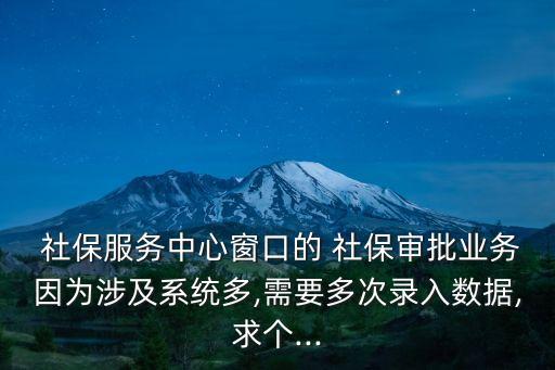  社保服务中心窗口的 社保审批业务因为涉及系统多,需要多次录入数据,求个...